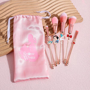 Custom logo 5pcs pink Snow White Makeup Brush Set Rose Gold Metal Handle Makeup Brushes Sweet Girl Style <strong>Princess</strong> Gift - Product Image 2