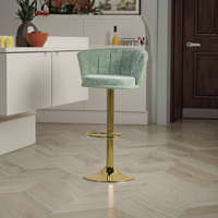 Tabouret de bar pivotant réglable en velours et métal de style nordique avec base chromée, chaise de bar de luxe moderne pour la maison et la table