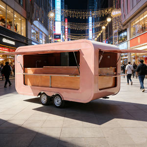 Chariot de Restauration Mobile Rose Doré à 4 Roues en Acier Inoxydable avec Deux Fenêtres de Service Ouvertes pour Glaces, Restauration Urbaine et Service Bar - Product Image 1