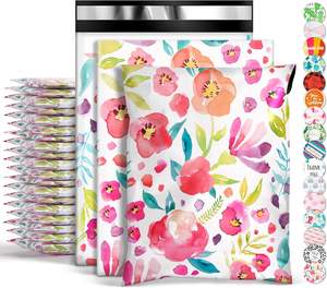 <span class=keywords><strong>Sac</strong></span> d'expédition en polyéthylène à imprimé floral aquarelle, imperméable et résistant aux déchirures, pour l'e-commerce et la logistique - Product Image 1