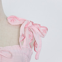 Robe décontractée pour femmes personnalisée couleur blanc rose volants jarretelles sans manches dentelle broderie florale plaine grande taille robes pour femmes