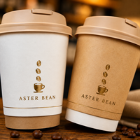 Gobelet en papier à double paroi imprimé sur mesure avec logo en aluminium, couvercle plat, 8oz 12oz 16oz pour boissons chaudes, café à emporter