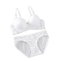 Ensemble de lingerie sexy pour fille avec dentelle froncée sur la poitrine, sans armatures, soutien-gorge sans couture respirant et culotte taille haute écologique avec logo