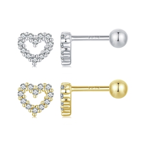 Venta al por mayor clásico circón tornillo atrás pendientes de moda 2024 niños delicado 925 Plata verano mujeres pequeño corazón <span class=keywords><strong>Stud</strong></span> pendiente - Product Image 1