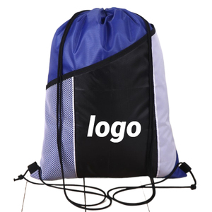 ColorBlocked Polyester Drawstring Bag <b>for</b> Fitness Gear with Mesh Design and Customized Advertisement Printing - Product Image 1