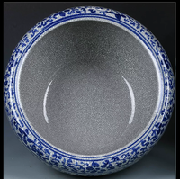Grand pot de fleurs traditionnel en porcelaine de Jingdezhen, style ferme, avec glaçure craquelée bleu et blanc, pour intérieur et extérieur