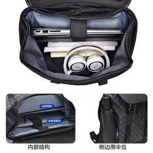 Men's Laptop Backpack 16-Inch Waterproof Geometric Pattern Casual Travel <b>Bag</b> Unisex 20-35L Capacity - Product Image 4