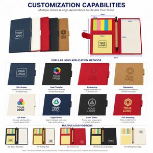 Bloc-notes autocollant en papier kraft, 60 feuilles, bloc-notes avec clip pour stylo, couverture avec boucle, logo personnalisé OEM - Product Image 4