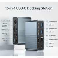Base de Conexión USB C 15 en 1 Acasis 4K 60Hz para Laptop y PC, HDMI + USB C + USB A + DP + SD/TF