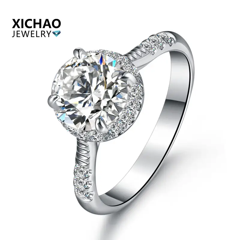 IGI VVS cincin berlian emas putih perhiasan 14k 18k cincin berlian Lab cincin berlian soliter pertunangan kustom cincin berlian