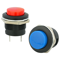 Interrupteur à bouton-poussoir momentané en plastique 16 mm ON-OFF 3A 250V AC 2 broches à réinitialisation automatique, mini interrupteur rond avec bouton coloré