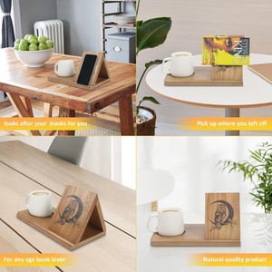 Organisateur de bureau en bois avec support pour livres et porte-gobelet, design hibou, pour usage domestique ou au bureau - Product Image 3