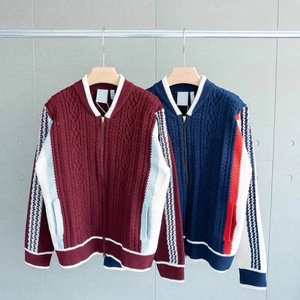 Cardigan Oversize Invernale da Uomo con Logo Personalizzato OEM, Giacca a Maglia <span class=keywords><strong>Jacquard</strong></span>, Maglione Tricot Casual di Moda con Cerniera - Product Image 3