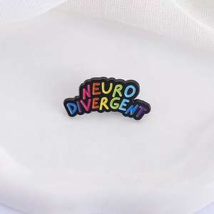 Phrases courtes en anglais Neurodiversity Fruit Enamel Pin Rainbow Proverbe <span class=keywords><strong>Communication</strong></span> Badge Backpack Jewelry - Product Image 4