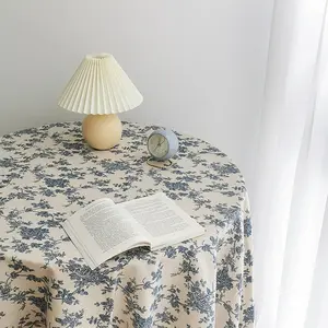 New Style Großhandel maßge schneiderte Vintage Blue Rose Flower Blumen tischdecke Picknick tuch für Ess dekoration