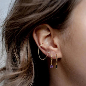 Pendientes de Plata de Ley S925 ROXI con Circonitas, Diseño Moderno con Borlas, Cadena Larga, Aro Asimétrico, Clip para la Oreja, para Regalo de Boda o Fiesta - Product Image 6