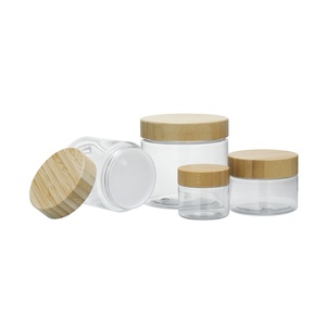 Tarro cosmético esmerilado para mascotas 50g 150g 250g <span class=keywords><strong>500G</strong></span> 8 <span class=keywords><strong>Oz</strong></span> Scrub marrón ámbar tarro de mantequilla corporal con tapa de madera de bambú - Product Image 5