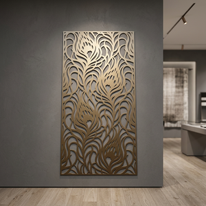 Panel de pantalla de Metal decorativo de pluma de pavo real moderno, arte de pared de Metal intrincado láser, partición elegante, decoración de moda para el hogar y la Oficina - Product Image 2