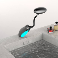 Robinet de lavabo moderne de luxe en laiton avec capteur tactile sans contact pour salle de bain, robinet de lavabo gris canon avec LED, robinet de toilette
