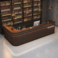 Bureau de réception en acier durable MDF et verre trempé et comptoir de sortie de supermarché lumière LED vitrine armoire caissier bureau