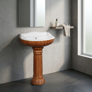 Juego de Lavabo de Cerámica Vinus con Impresión de Doble Color y Pedestal Completo Decorativo - Product Image 3