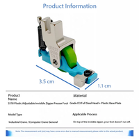 Pied presseur pour machine à coudre industrielle JINZEN, nouveau modèle S518, pied presseur à roulette enduit pour fermeture éclair invisible