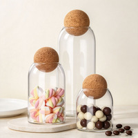 Pot en verre cylindrique transparent en borosilicate avec couvercle en liège vide pour bougies et diffuseurs de parfum - Décoration de Noël pour la maison et fournitures d'artisanat