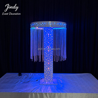 JINDY Nouveau design de luxe, support de fleurs en cristal avec éclairage LED pour centre de table de mariage, décoration de la maison
