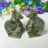 Statue de dragon volant en jade vert naturel sculpté à la main, artisanat en pierre de guérison en cristal, vente en gros