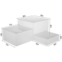 Fournisseur chinois en gros de présentoirs en acrylique blanc givré personnalisés, cubes empilables, fonds creux, impression sérigraphique personnalisée