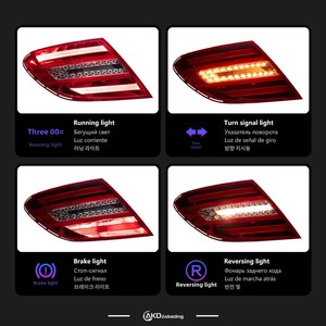 2007-2013 C-Class W204 Tail Lamp Assembly Original Style <b>LED</b> <b>Light</b> <b>Red</b> Lens for Rear Modified New Model 204 820 0164DP <b>Red</b> Lens - Product Image 2