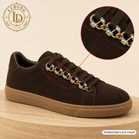 Chaîne de lacets en strass, cristal AB, alliage de zinc plaqué or, chaîne de lacets pour baskets, décorations de lacets de chaussures, OEM personnalisé