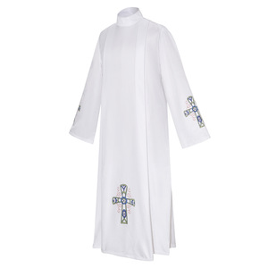 Robe de prière médiévale d'église, robe rétro de prêtre, moine, missionnaire, cape blanche longue, costume de cosplay, tenue de fête d'Halloween - Product Image 2