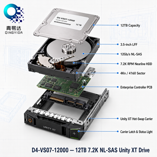 D4-VS07-12000 Internal Server Hard Drive 12TB SAS 12Gbps 7.2K 3.5 Inch High Storage OEM Tested New
