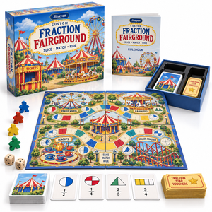 เกมกระดานเพื่อการศึกษา Jinayon Custom Fraction Fairground ทำจากวัสดุกระดาษและไม้ พร้อมความยั่งยืนทางคาร์บอน - Product Image 1