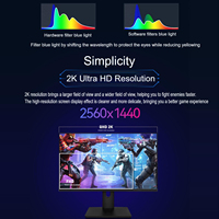 Moniteur de jeu sans bordure 24,5 pouces 2K 240 Hz IPS 100 % sRGB à faible lumière bleue, temps de réponse rapide, support triple moniteur inclus