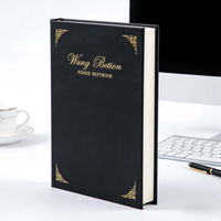 Carnets de notes à couverture rigide avec estampage doré pour fournisseurs scolaires, carnets de notes personnalisés noirs, agendas