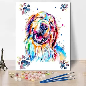 40X50 cm lukisan dengan angka anak-anak dewasa hewan Golden Retriever anjing lucu DIY dewasa lukisan dengan angka anjing cus