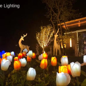 5 W Solar Powered <span class=keywords><strong>LED</strong></span> Tulip Ball Rose Flower Lámpara IP65 Impermeable PVC Cuerpo RGB CCT LDE Luces - Product Image 5