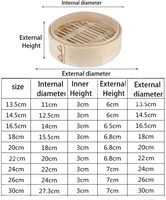 Cuiseur vapeur en bambou écologique à 2 niveaux, compatible four, gaz et induction, pour légumes, fruits de mer, dim sum, raviolis, pain et œufs, 8 pouces