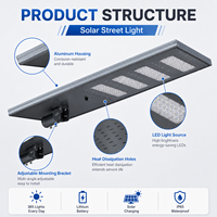Lampadaire solaire LED DC IP66 certifié CCC CE RoHS, batterie Lifepo4, aluminium, garantie 5 ans