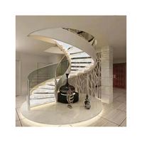 Escaliers flottants en pierre translucide rétroéclairée en quartz cristal blanc Mabrle de luxe