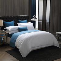 Linge de lit en Satin 100% coton, ensemble de literie personnalisée, hôtel, rayures, housse de couette blanche, taie d'oreiller, 3CM, 4 pièces