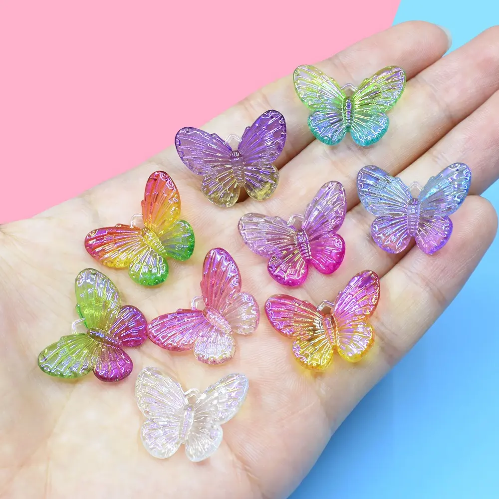 20pcs/bag Acrylic Mixed Shiny Butterfly Flatbacks DIY Crafts Cabochon Wedding Decorations Scrapbooking Hair Accessories