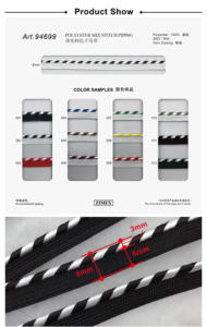 Cordoncino Intrecciato <span class=keywords><strong>a</strong></span> <span class=keywords><strong>Righe</strong></span> in Poliestere 100% da 3mm per Borse e Indumenti - Product Image 5