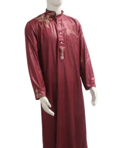 ثوب رجالي إسلامي بدلة مثبتة، قفطان دبي ملابس إسلامية عربية للصلاة وعيد ملابس هندية للشرق الأوسط ثوب جُبة