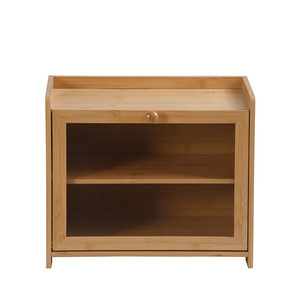 Boîte à pain en bambou double couche couleur naturelle 40x22x33 rangement multifonctionnel pour la cuisine - Product Image 3