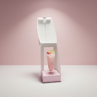 Boîte en carton pliable recyclable avec fenêtre, pour emballage de coupes à milkshake et cornets, impression offset personnalisée pour le sucre, adaptée aux aliments