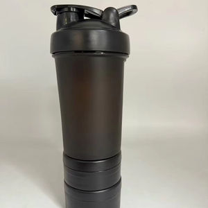 プラスチックシェーカーボトル2つのプロテインパウダーボックスとステンレスボールカスタムロゴOEM - Product Image 1