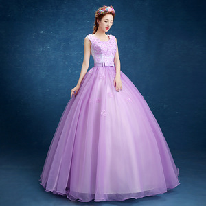 Women's Long Tulle Ball Gown Pink Violet Stage Performance Dress High Waisted Wedding Style Adult Size - Product Image 4